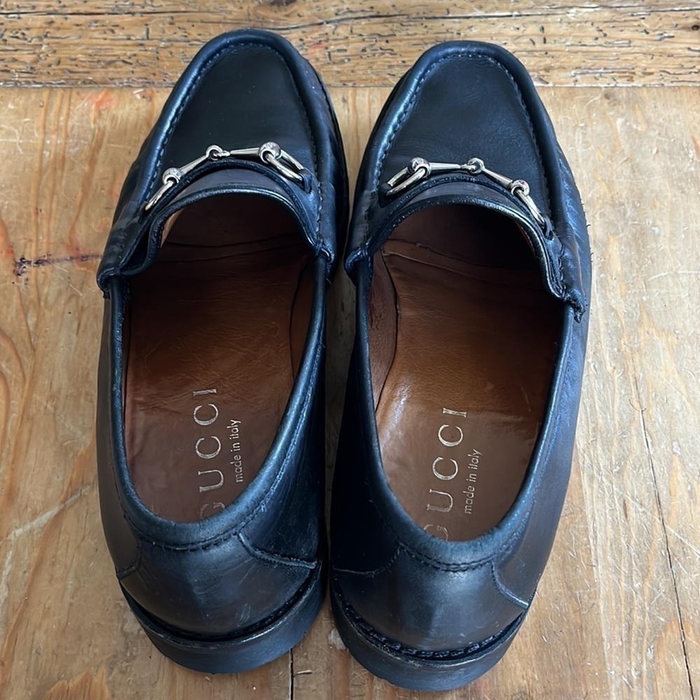 GUCCI Horsebit Mens Jasper Loafers Lug Sole Dress Shoe Black Leather 9.5 - Picture 3 of 16